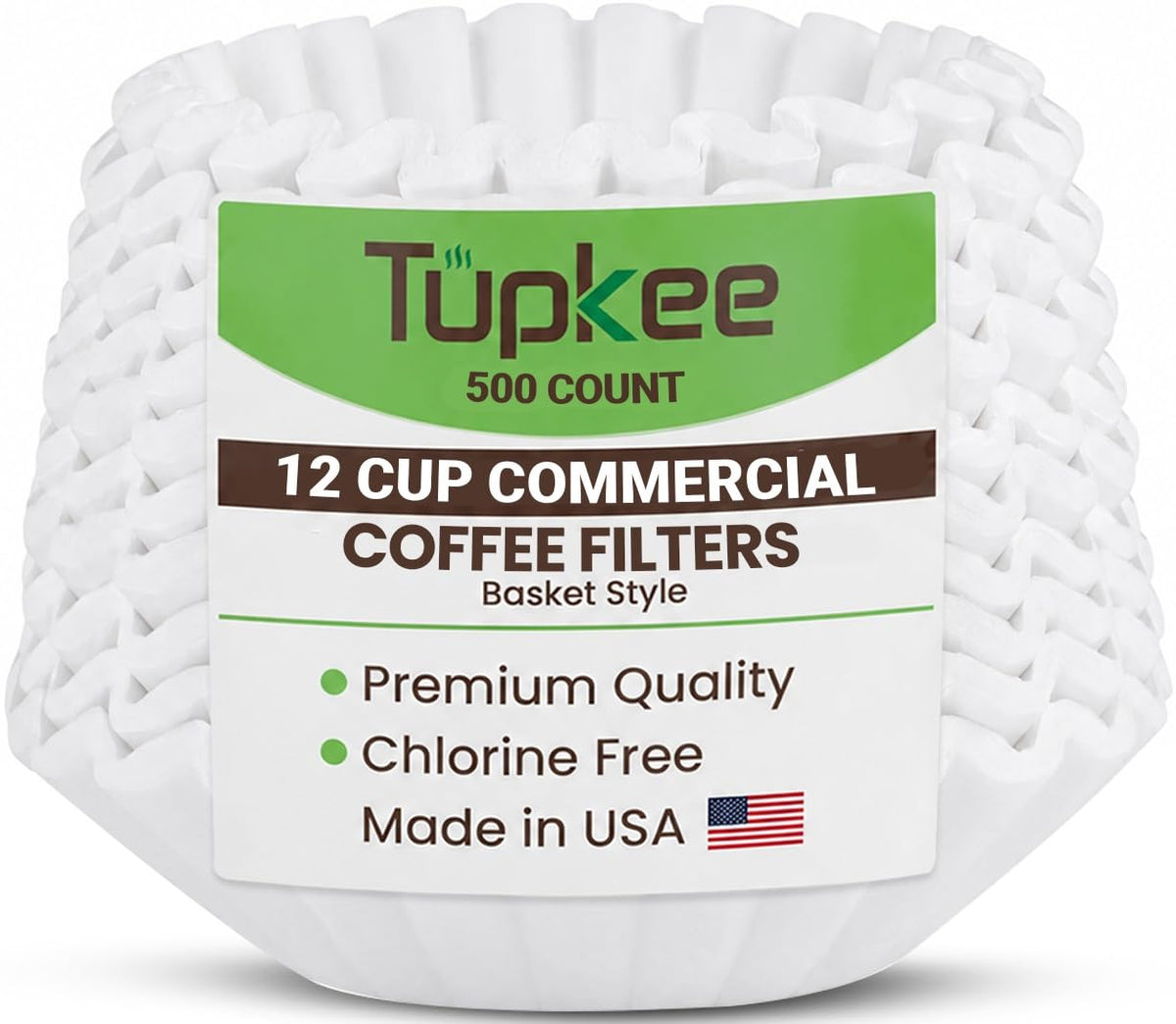 Large 12 Cup Commercial Coffee Filters, 9.75" x 4.25", 500 Count