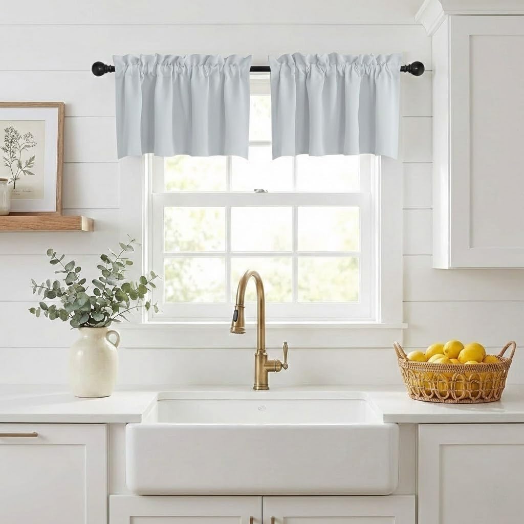 NICETOWN Burgundy Swag Curtains for Kitchen Over Sink 36 x 63 inches Long