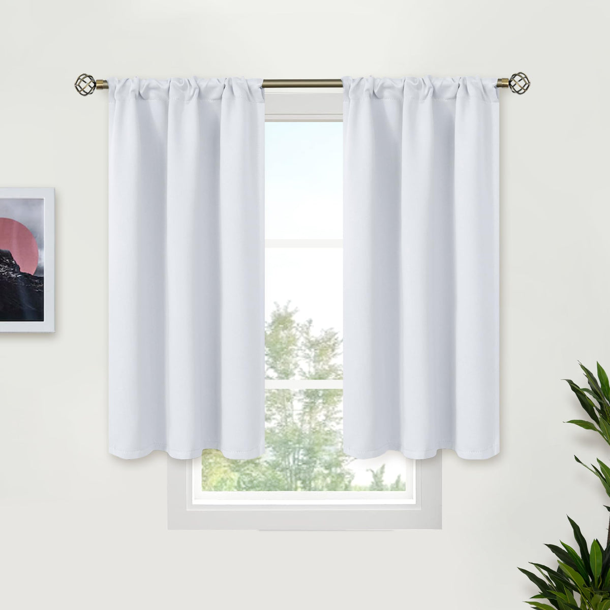 BGment Black Blackout Curtains 40 Inches Long for Kitchen Window 2 Panels