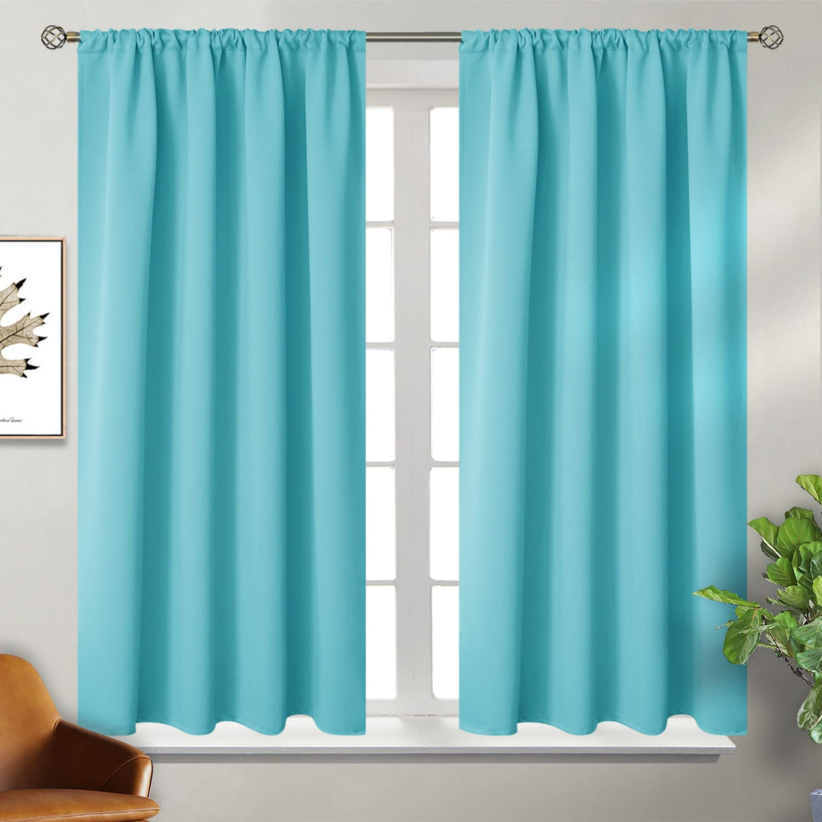 BGment Black Blackout Curtains 40 Inches Long for Kitchen Window 2 Panels