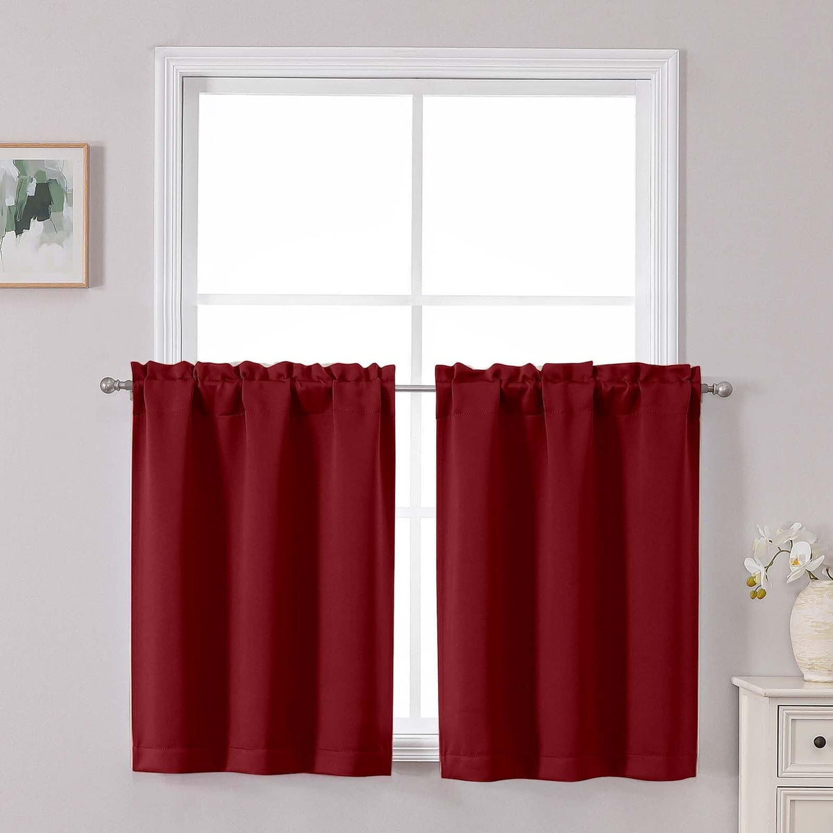 Chyhomenyc Short Black Out Curtains 36 Inch Length, 2 Panels, Black