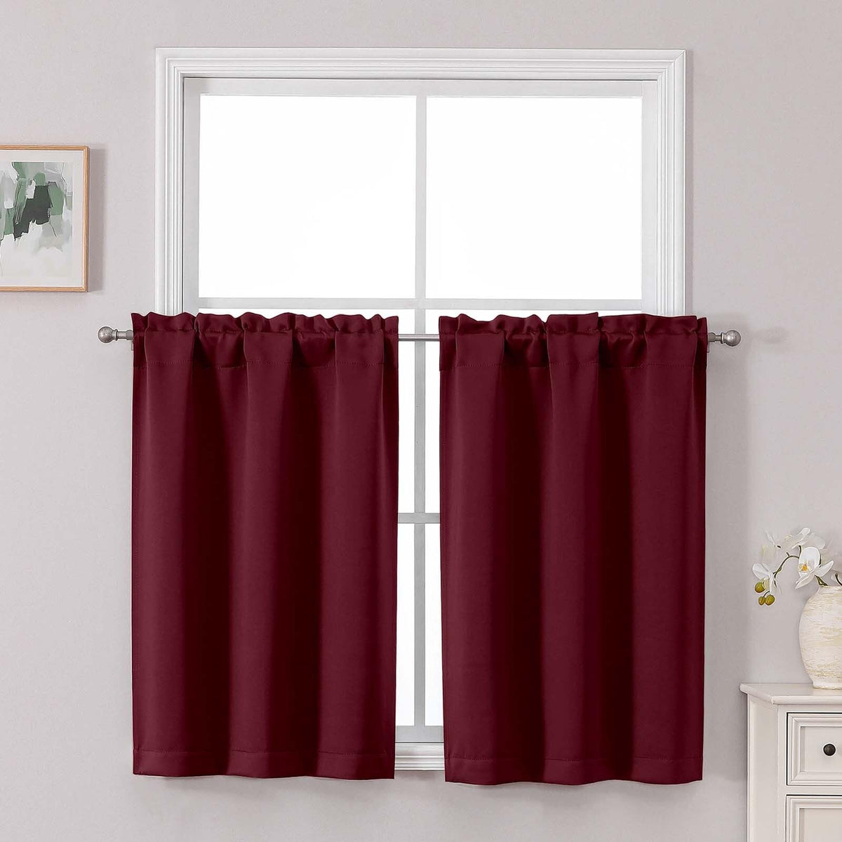Chyhomenyc Short Black Out Curtains 36 Inch Length, 2 Panels, Black