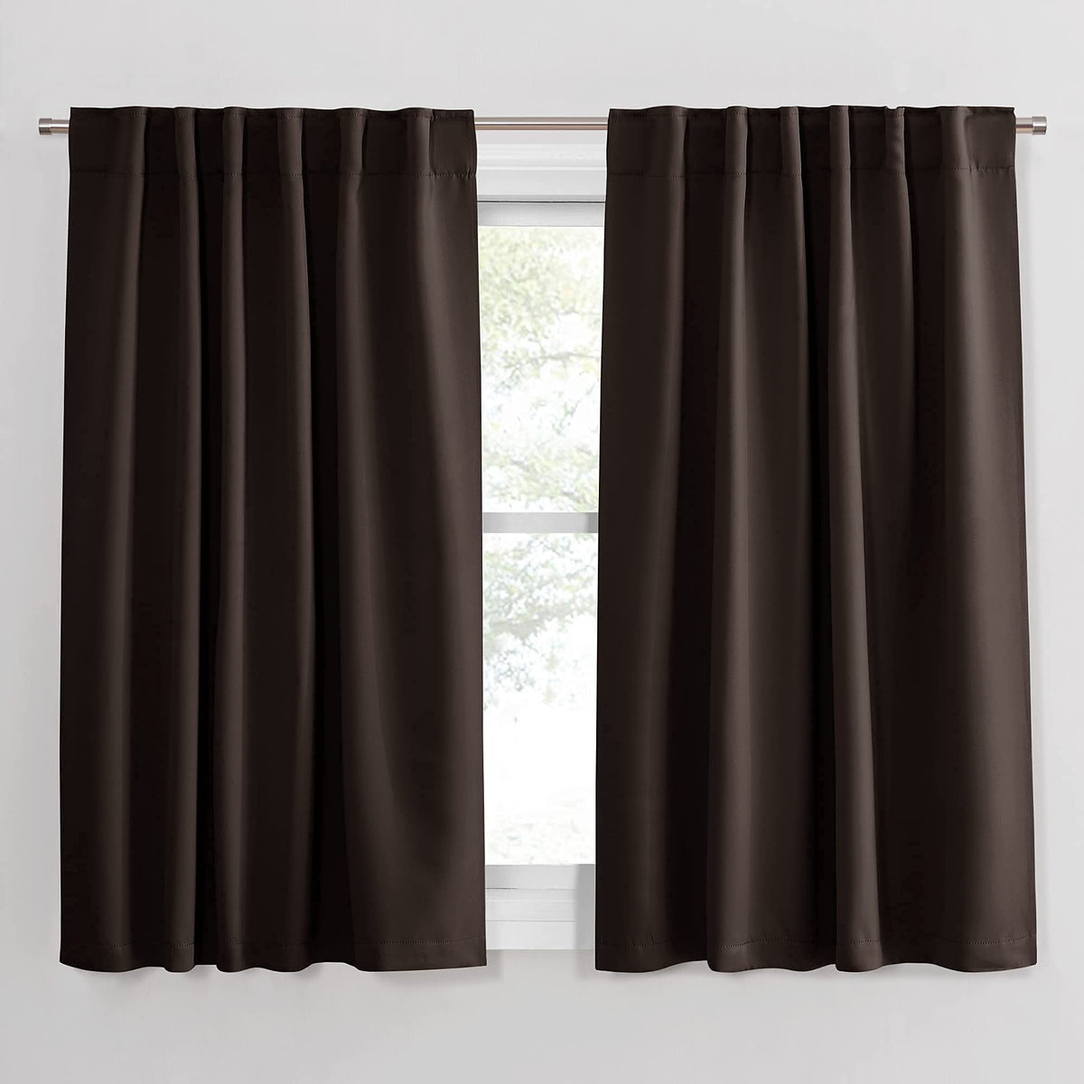 PONY DANCE Black Kitchen Blackout Curtains Over Sink, W 42 x L 45 inches