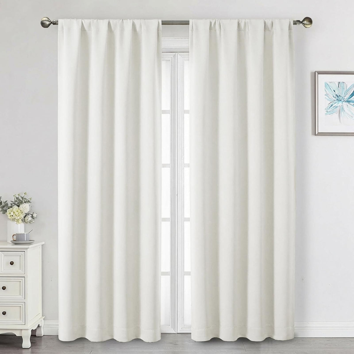 Black Cafe Blackout Curtains 36 Inch Length 2 Panels Set, Soft Solid Thermal Insulated Room Darkening Small Window Curtains for Kitchen Bathroom Basement, Black, Each, 40" Wx36 L