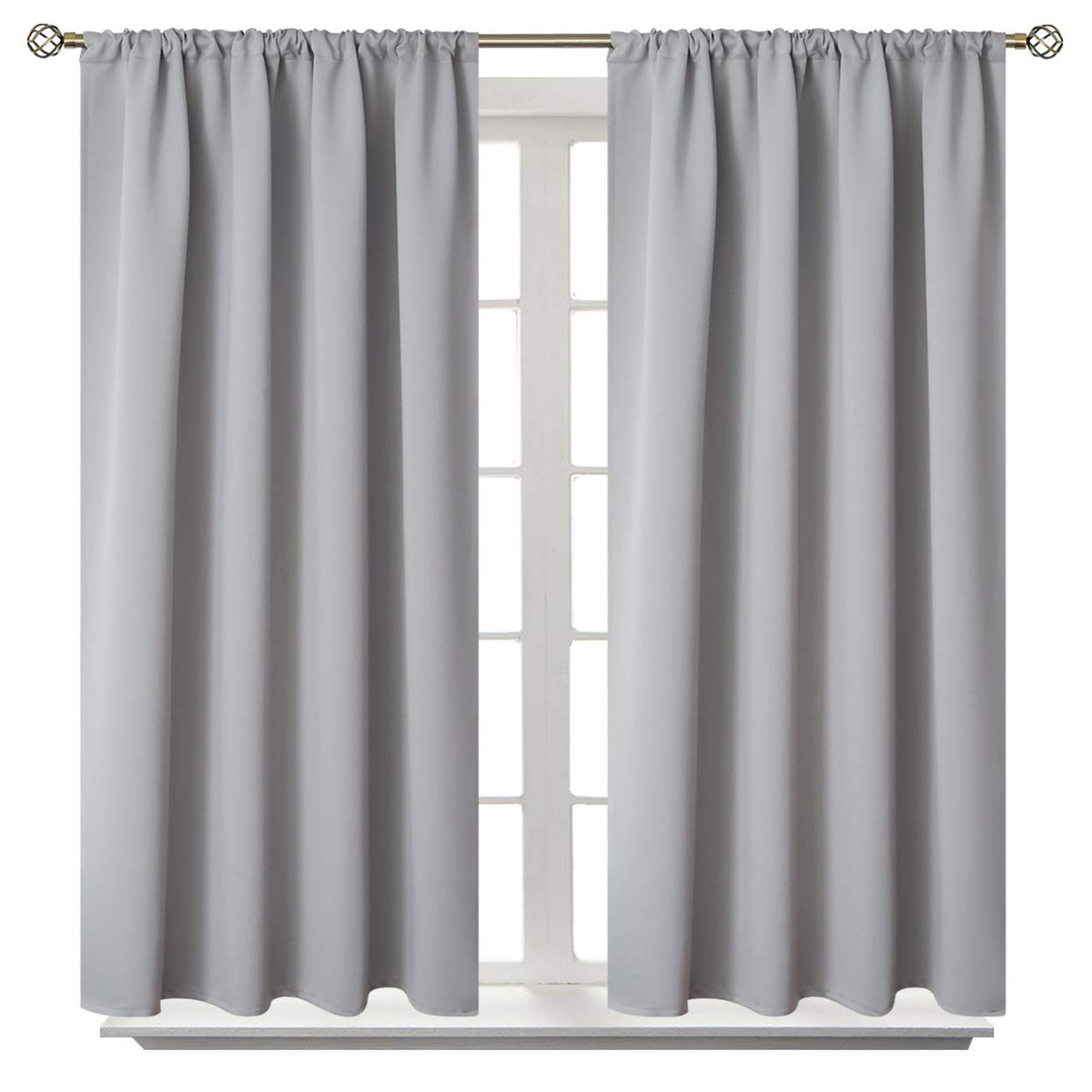 BGment Black Blackout Curtains 40 Inches Long for Kitchen Window 2 Panels