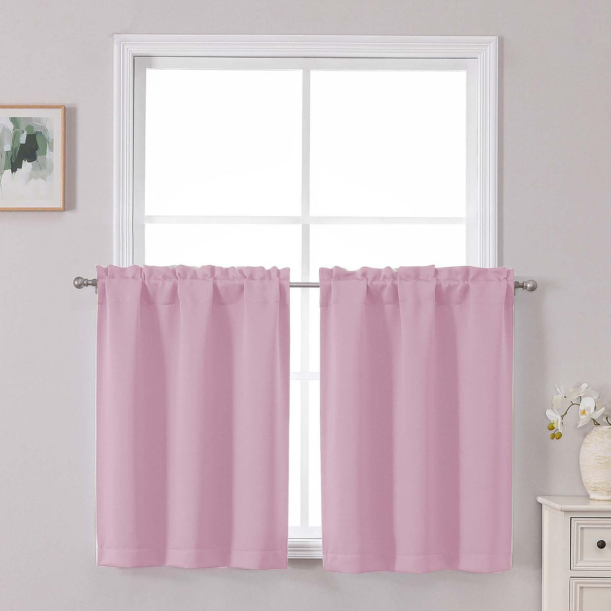 Chyhomenyc Short Black Out Curtains 36 Inch Length, 2 Panels, Black