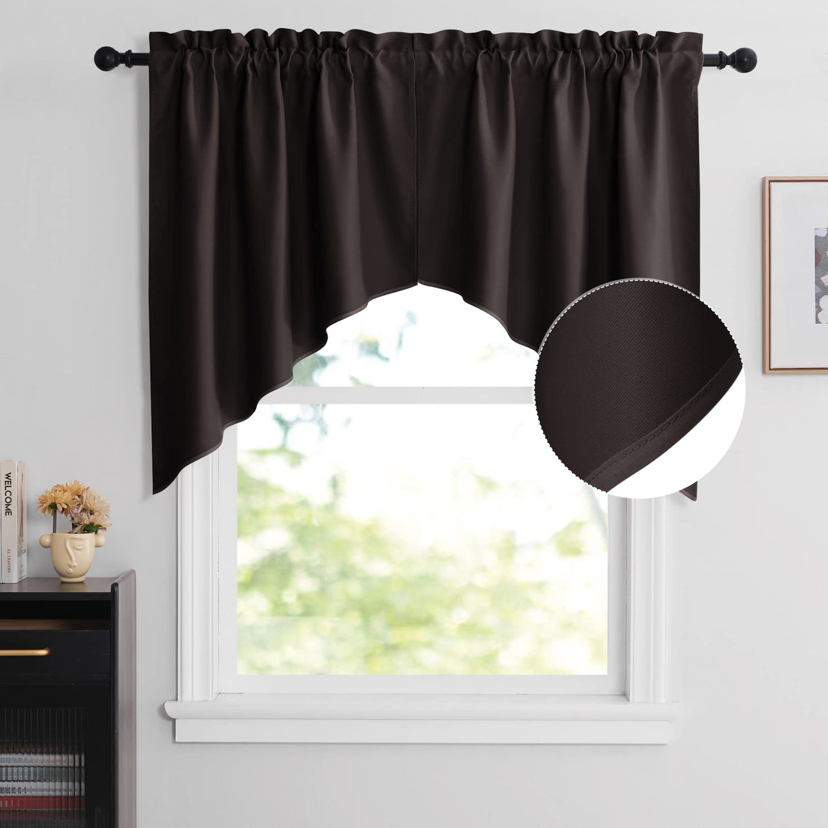 NICETOWN Burgundy Swag Curtains for Kitchen Over Sink 36 x 63 inches Long