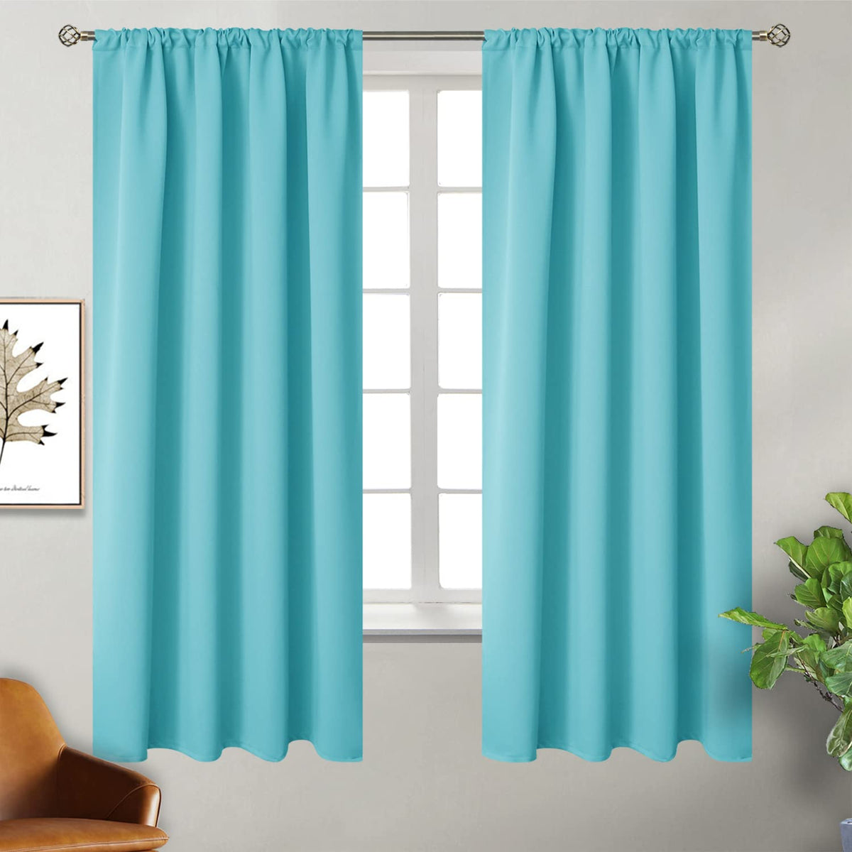 BGment Black Blackout Curtains 40 Inches Long for Kitchen Window 2 Panels