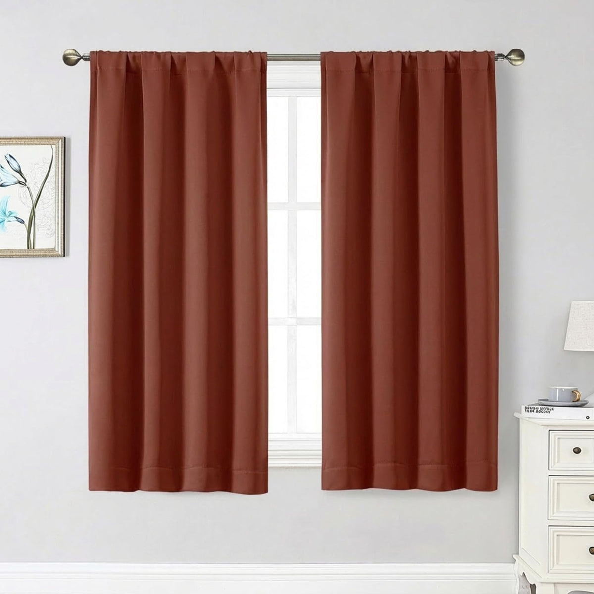 Black Cafe Blackout Curtains 36 Inch Length 2 Panels Set, Soft Solid Thermal Insulated Room Darkening Small Window Curtains for Kitchen Bathroom Basement, Black, Each, 40" Wx36 L