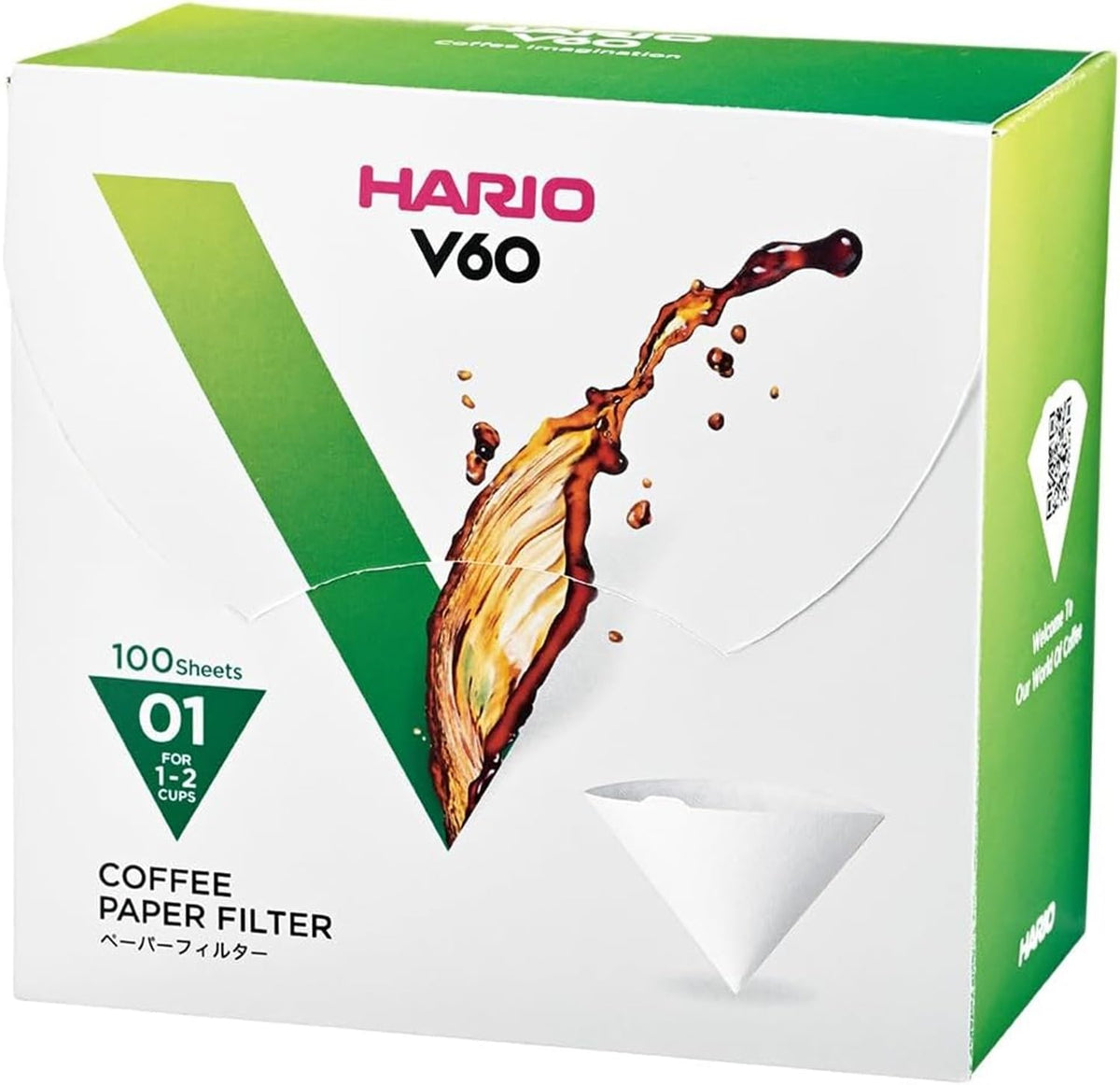 Hario V60 Paper Coffee Filter, Size 02, White, 300ct