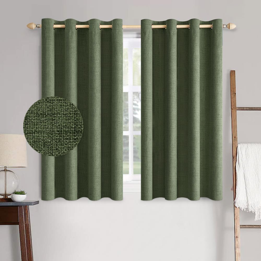 MIULEE 100% Blackout Linen Curtains for Bedroom 52x54 Inches Natural Beige