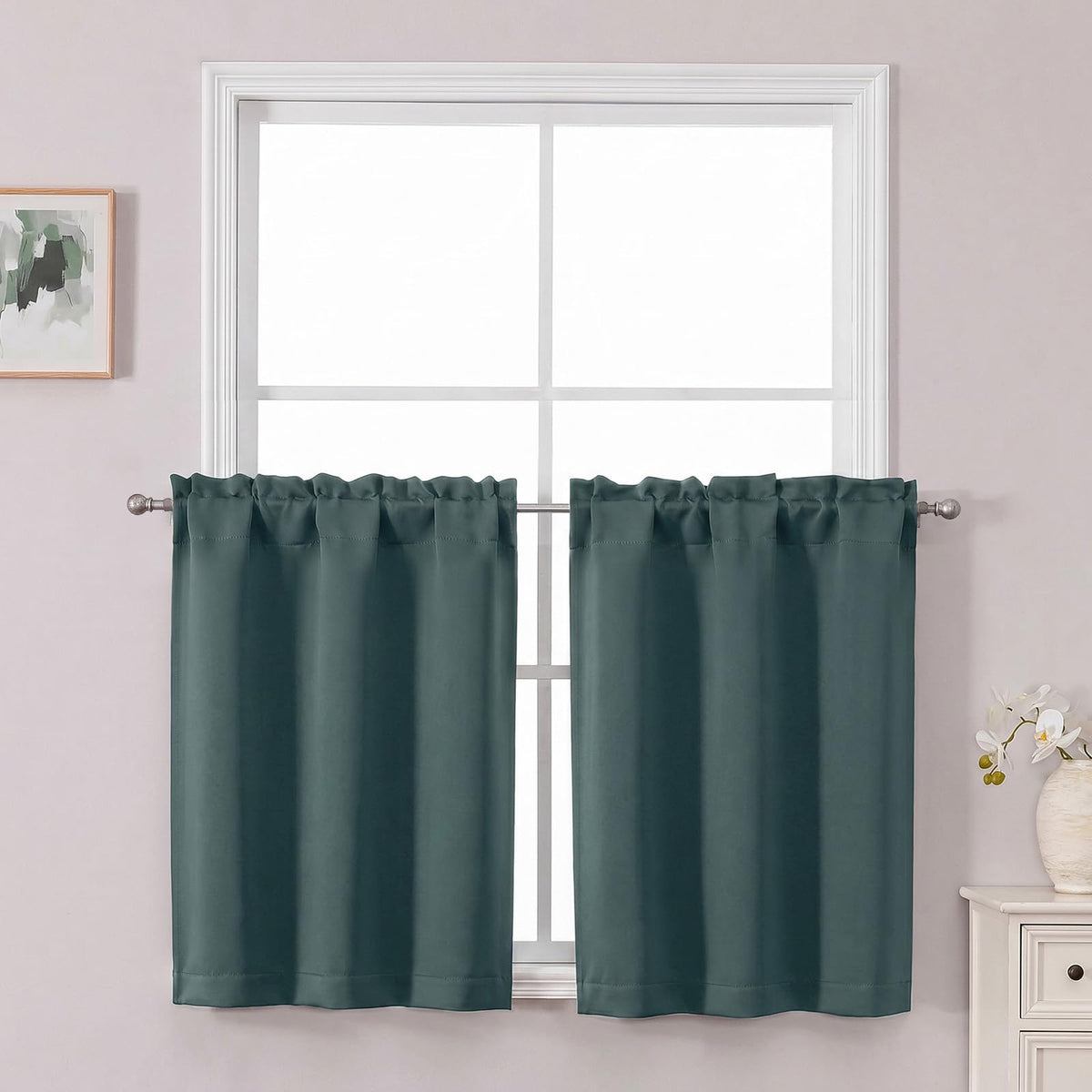 Chyhomenyc Short Black Out Curtains 36 Inch Length, 2 Panels, Black