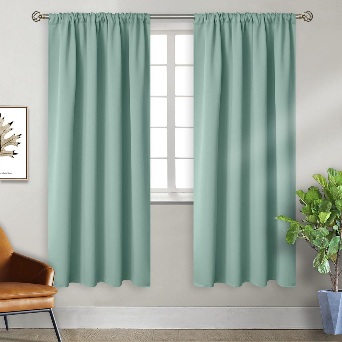 BGment Black Blackout Curtains 40 Inches Long for Kitchen Window 2 Panels