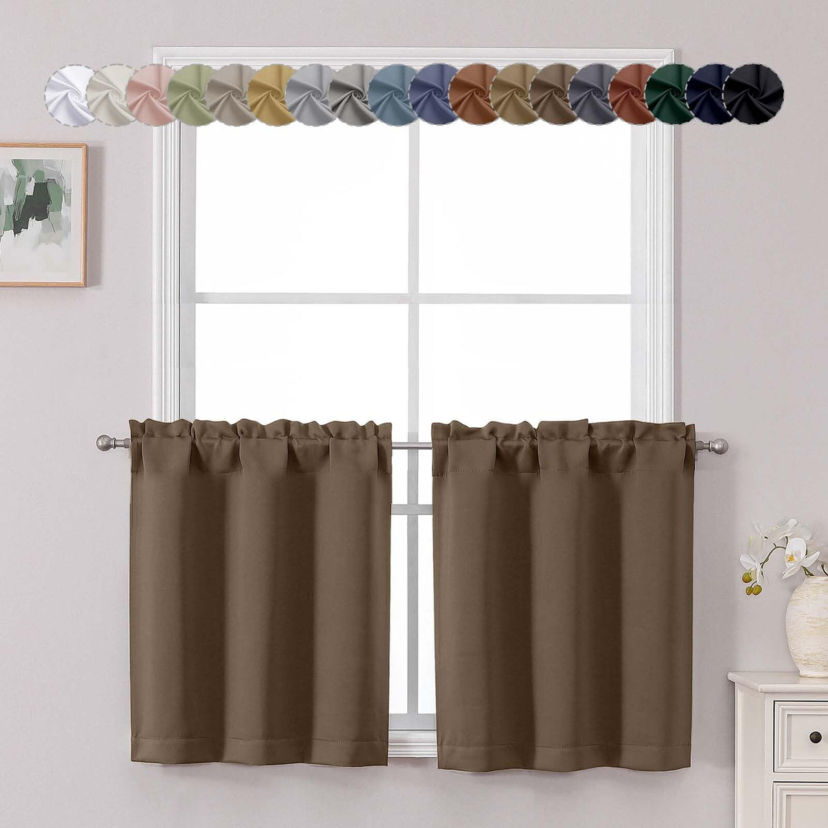 Chyhomenyc Short Black Out Curtains 36 Inch Length, 2 Panels, Black