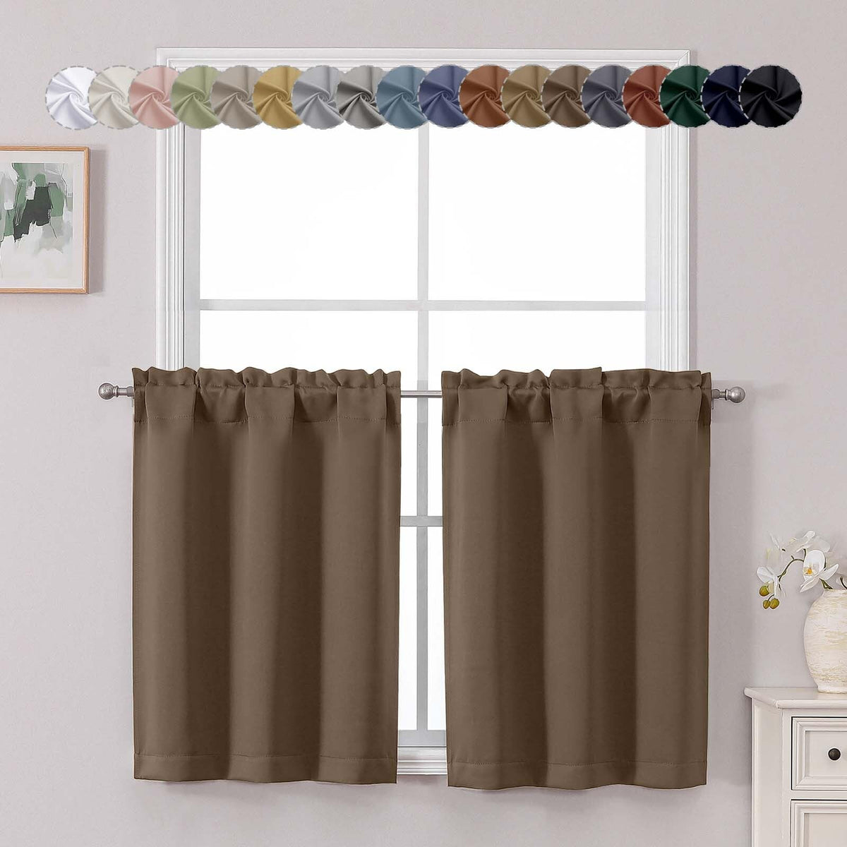 Chyhomenyc Short Black Out Curtains 36 Inch Length, 2 Panels, Black