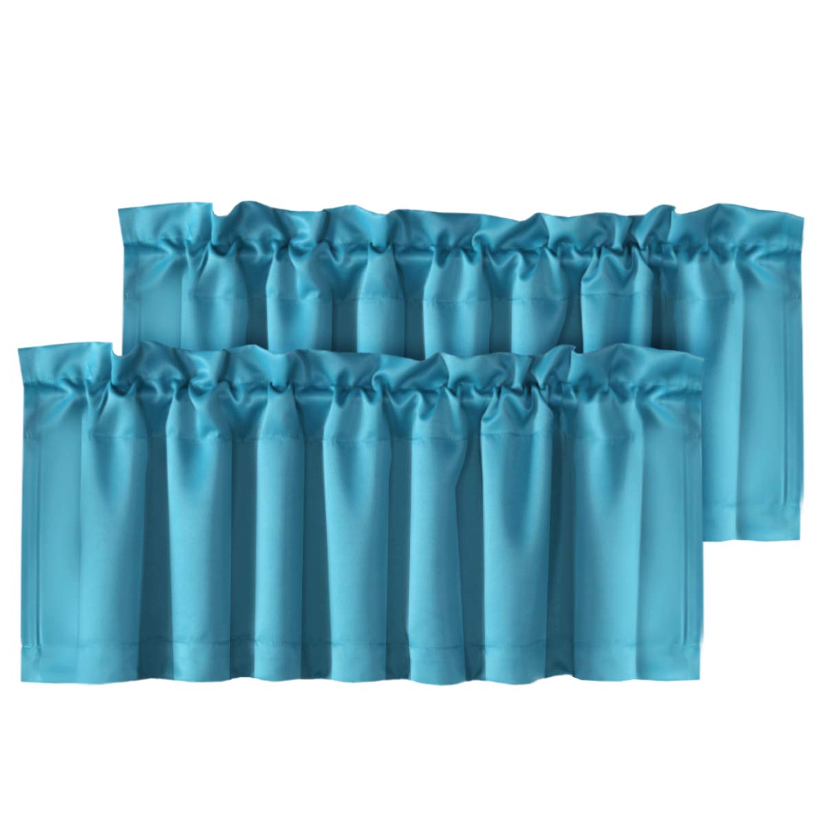 H.VERSAILTEX 2 Panels White Valance for Windows, Natural Blackout Curtains Valances for Small Windows/Living Room/Bedroom/Bathroom Rod Pocket 52" W x 18" L, Pure White，2 Packs