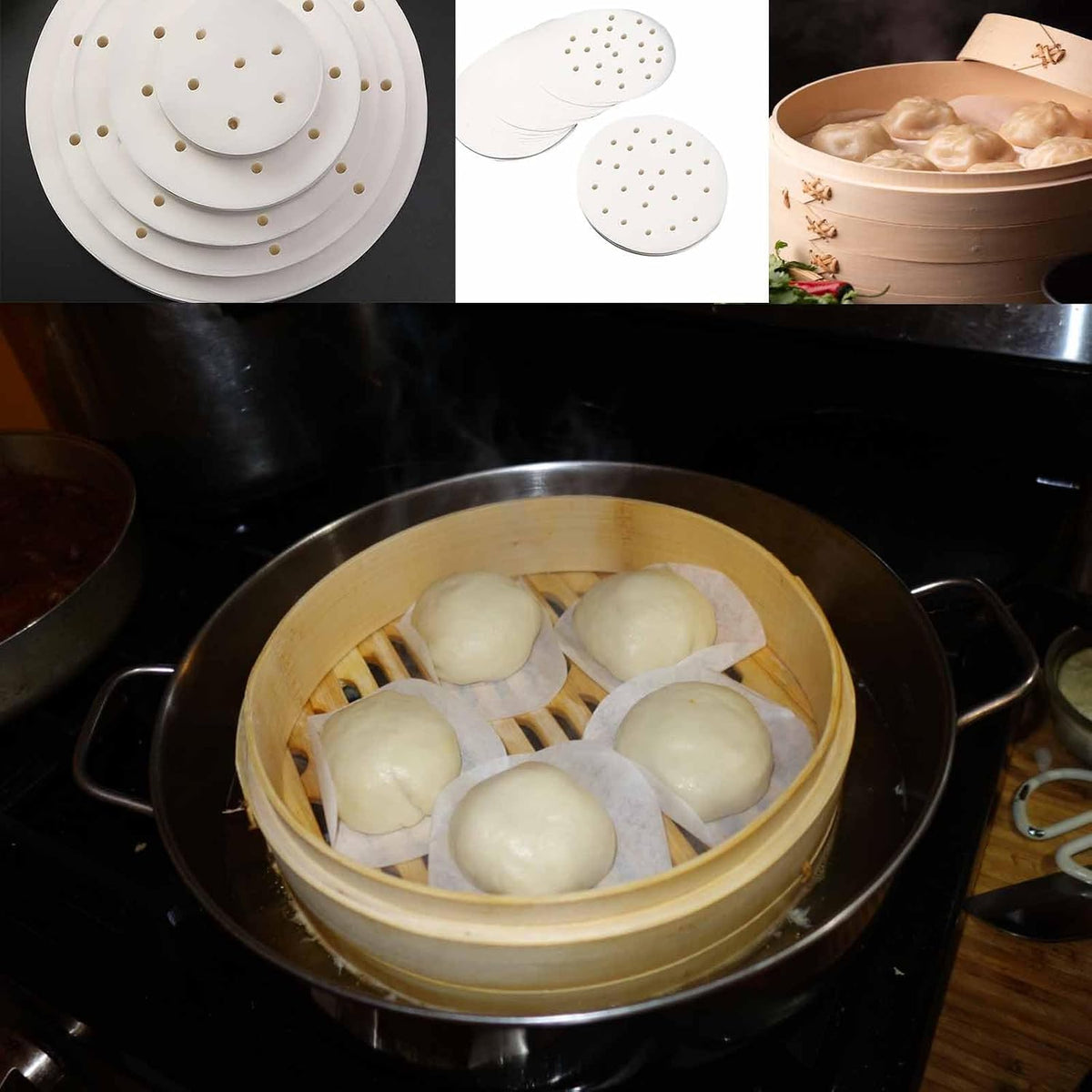 Air Fryer Liners, 4 in Perforated Parchment Bamboo Steaming Papers 500 Pcs