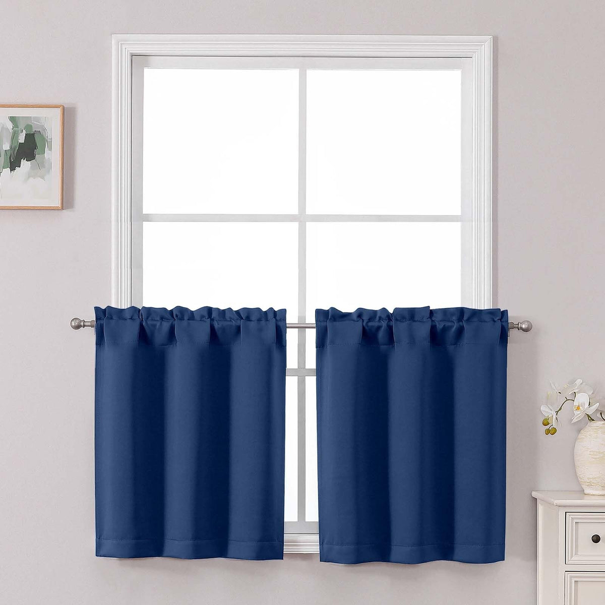 Chyhomenyc Short Black Out Curtains 36 Inch Length, 2 Panels, Black