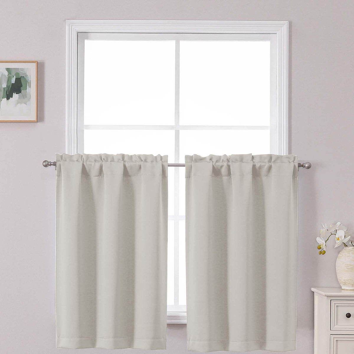 Chyhomenyc Short Black Out Curtains 36 Inch Length, 2 Panels, Black