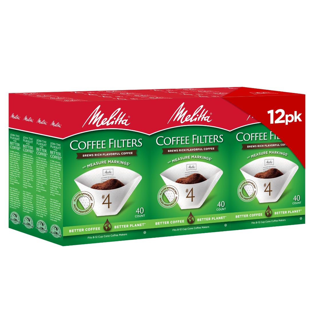 Melitta #4 White Cone Coffee Filters, 6-Pack