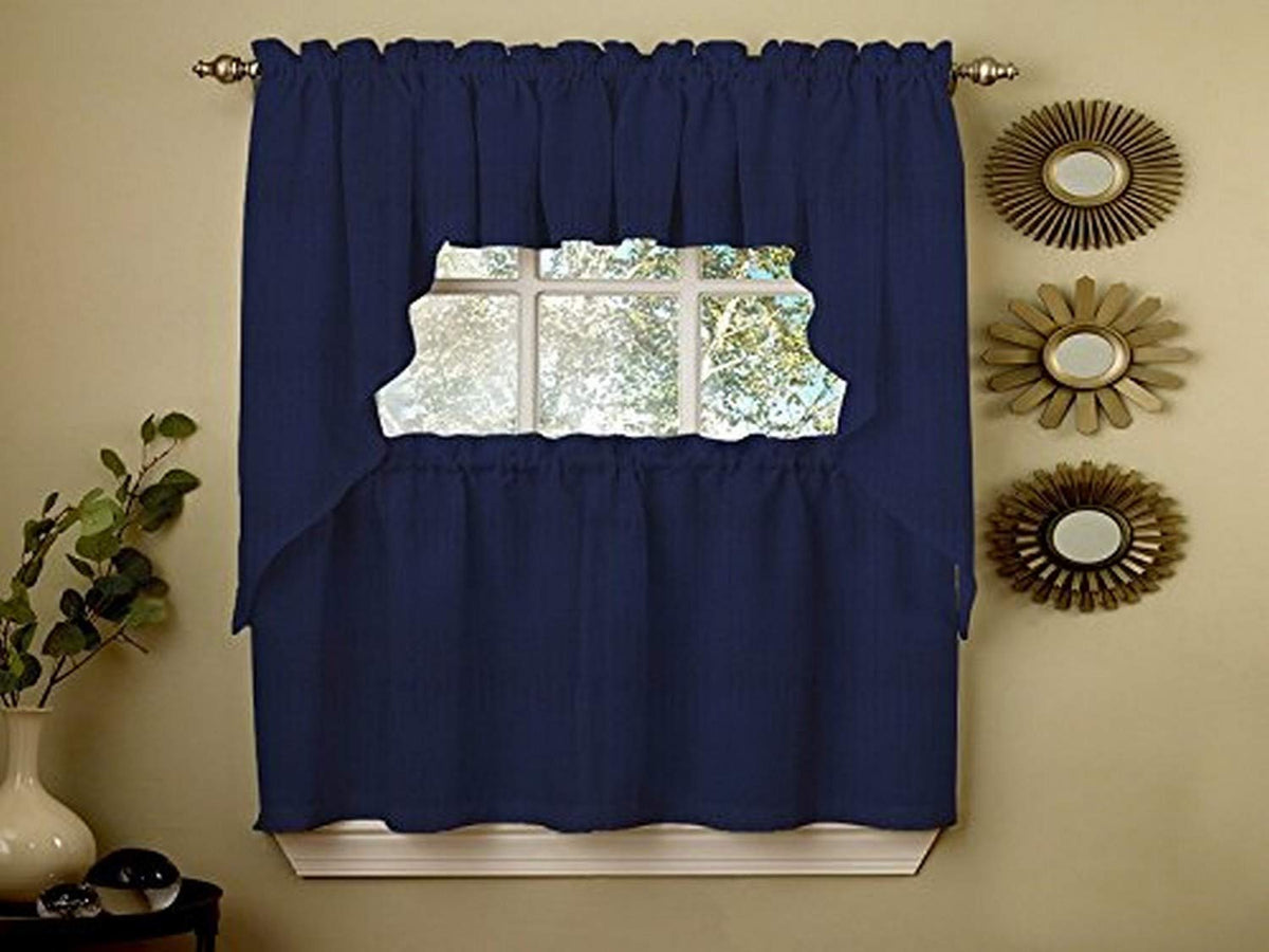 Sweet Home Collection Old World Style Floral Heavy Lace Kitchen Curtain Swag pair Hopewell Cream
