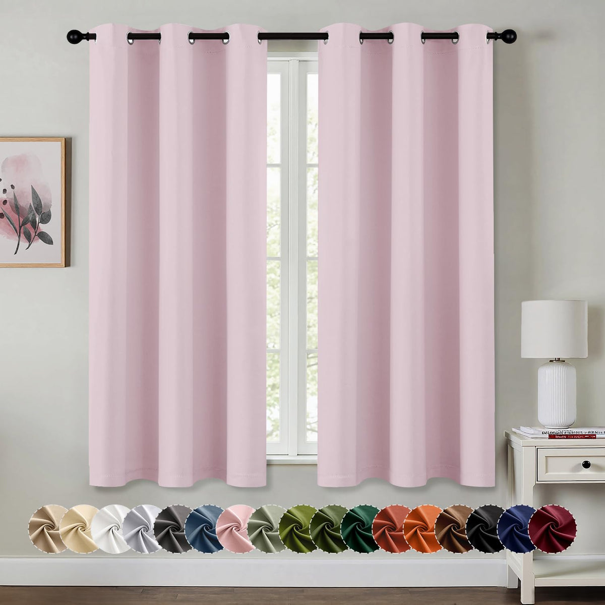 MIULEE Blackout Curtains for Bedroom 2 Panels 40 x 63 Inch Long Black