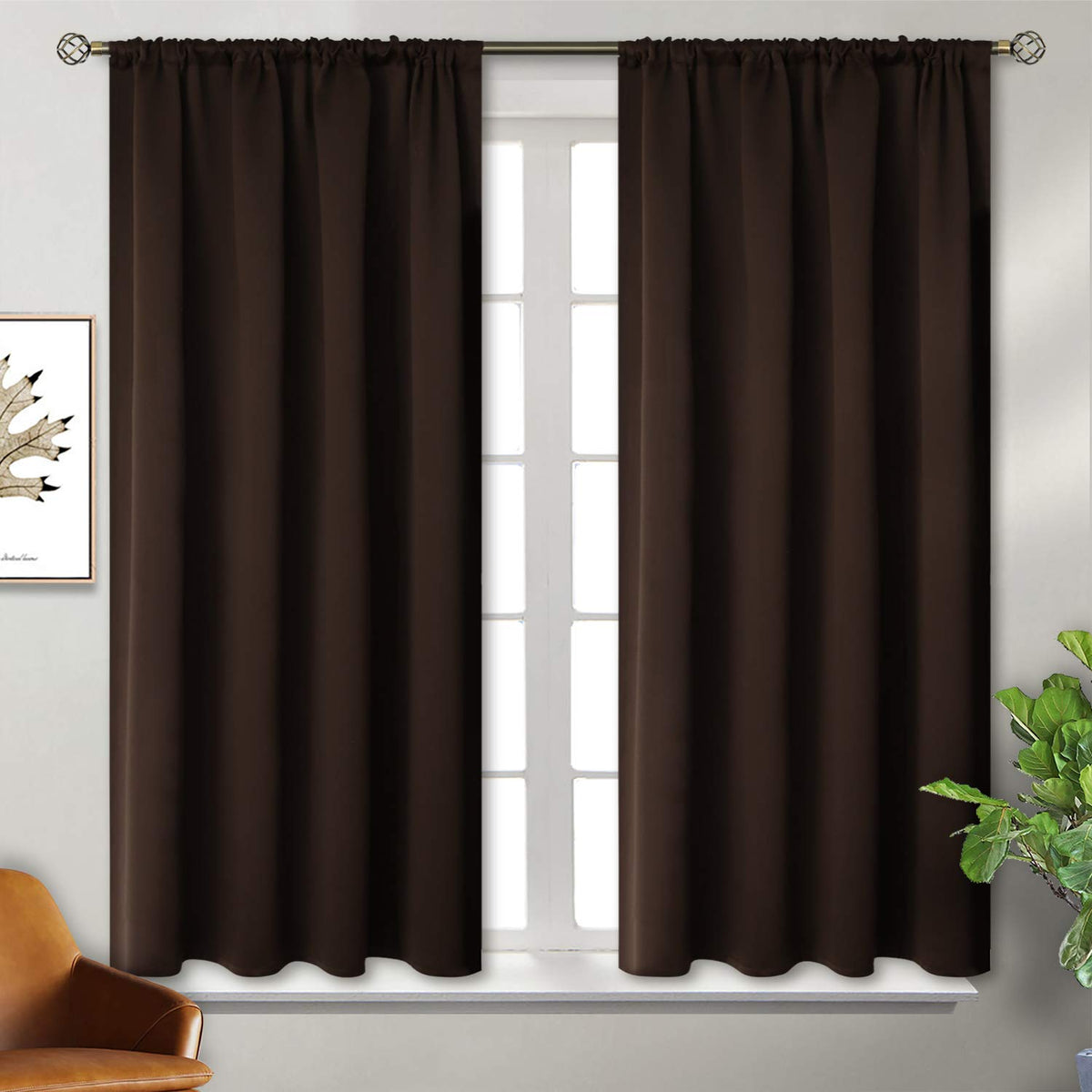 BGment Black Blackout Curtains 40 Inches Long for Kitchen Window 2 Panels
