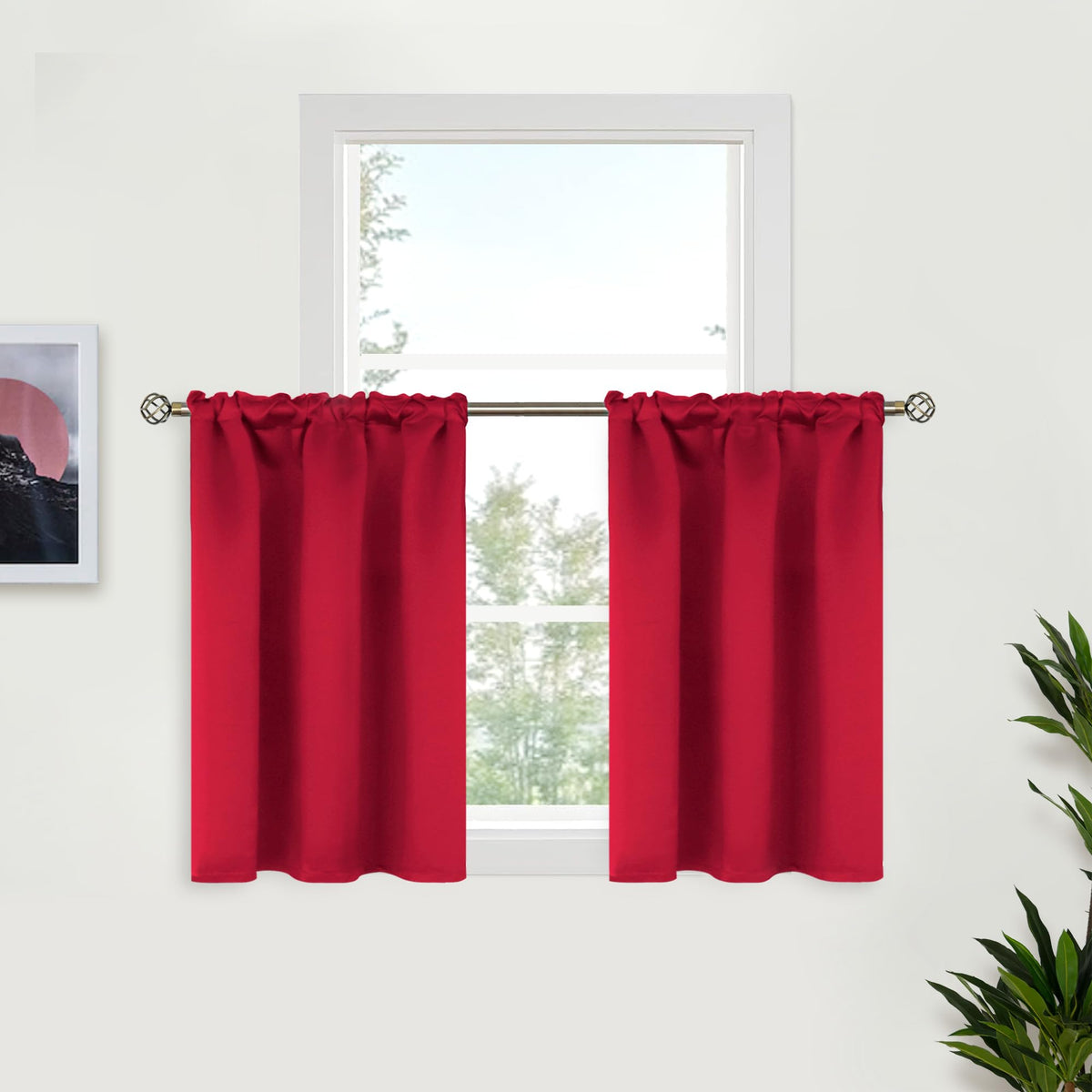 BGment Black Blackout Curtains 40 Inches Long for Kitchen Window 2 Panels