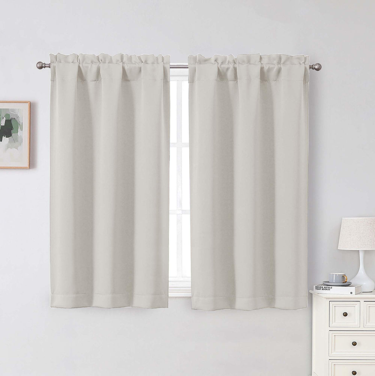 Chyhomenyc Short Black Out Curtains 36 Inch Length, 2 Panels, Black