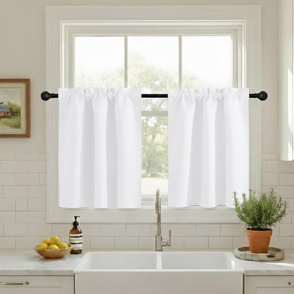 NICETOWN Burgundy Swag Curtains for Kitchen Over Sink 36 x 63 inches Long
