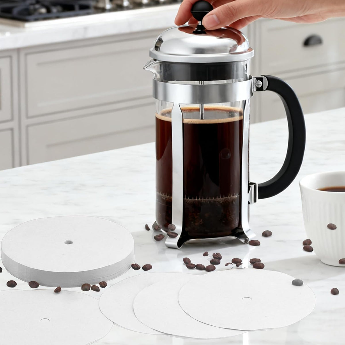 150 Pcs Disposable Coffee Filters for Bodum French Press 34 Oz