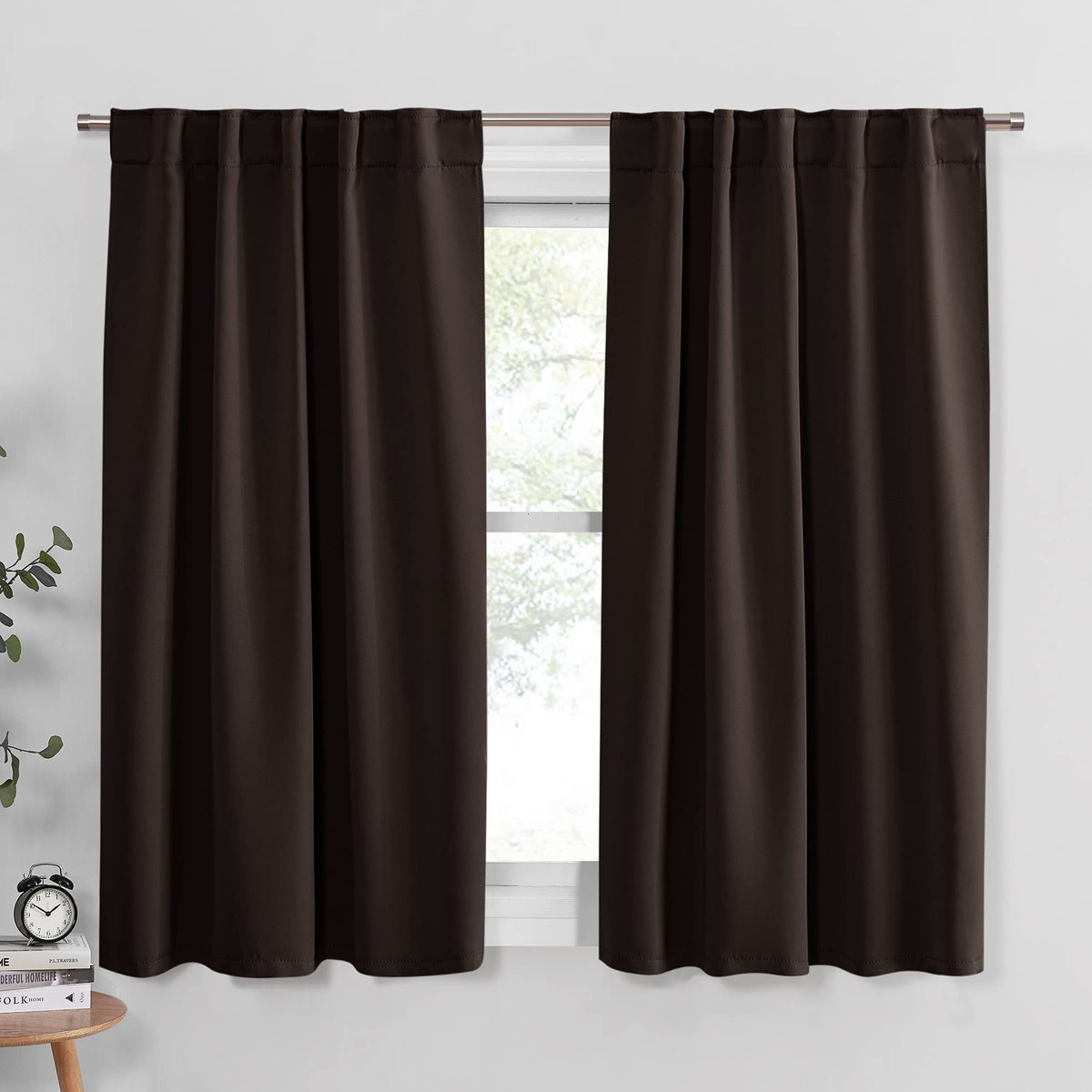 PONY DANCE Black Kitchen Blackout Curtains Over Sink, W 42 x L 45 inches