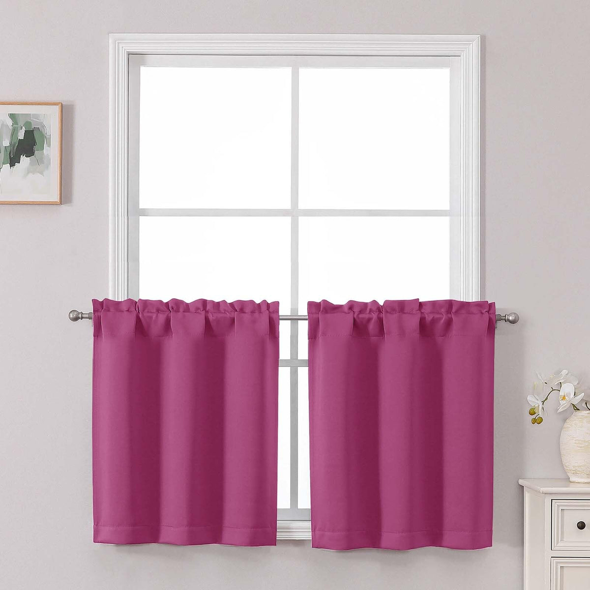 Chyhomenyc Short Black Out Curtains 36 Inch Length, 2 Panels, Black