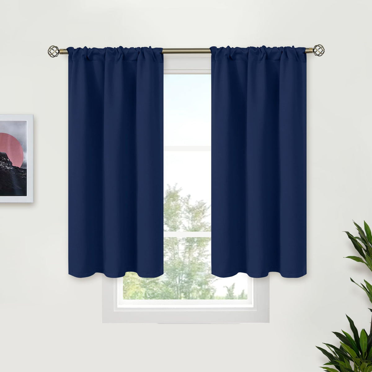 BGment Black Blackout Curtains 40 Inches Long for Kitchen Window 2 Panels