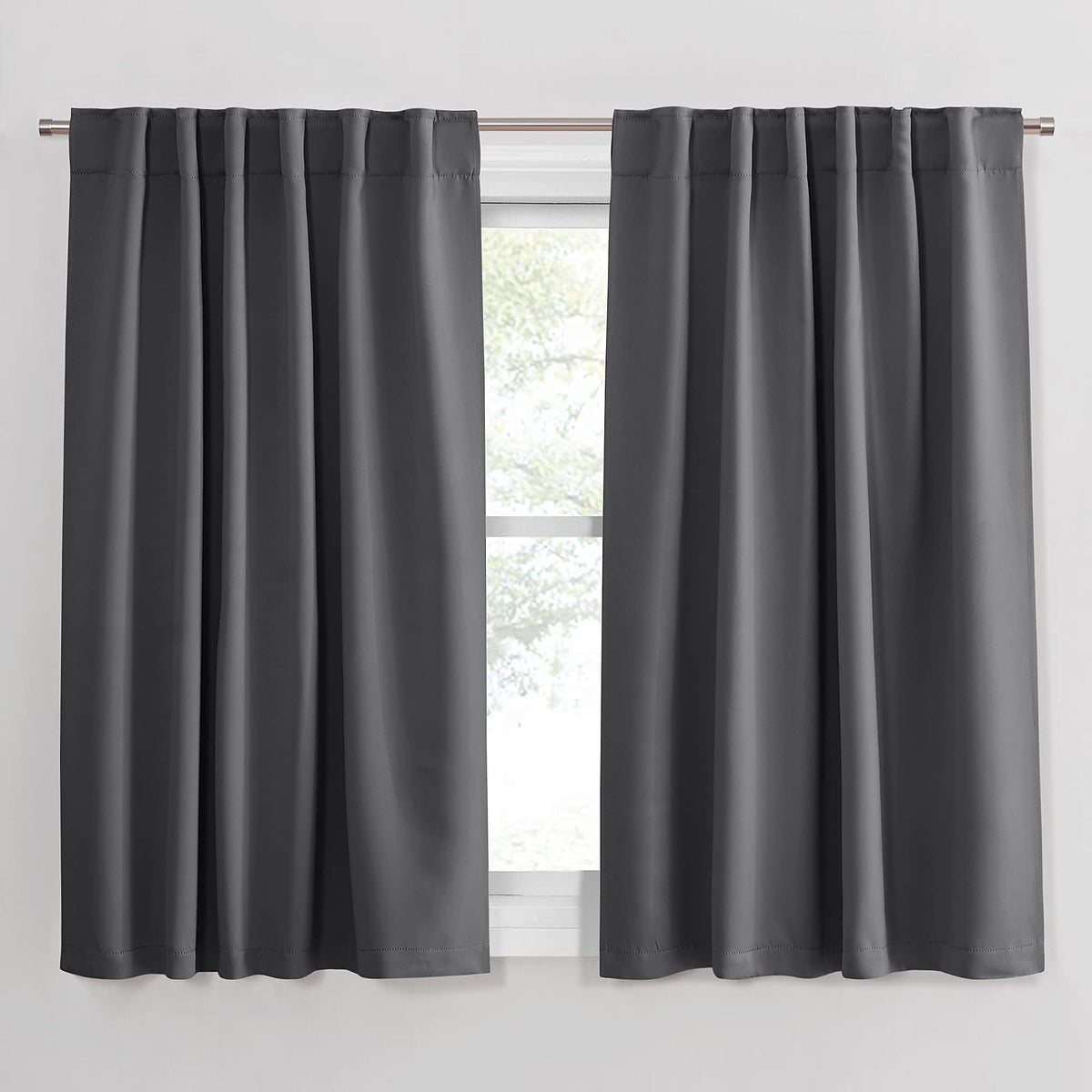 PONY DANCE Black Kitchen Blackout Curtains Over Sink, W 42 x L 45 inches
