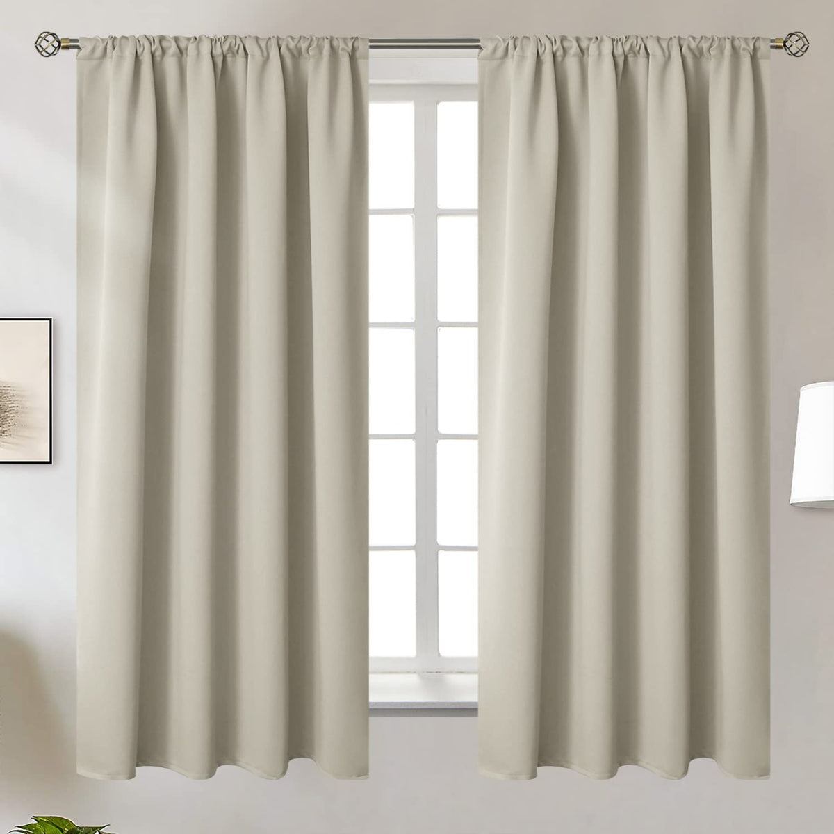BGment Black Blackout Curtains 40 Inches Long for Kitchen Window 2 Panels