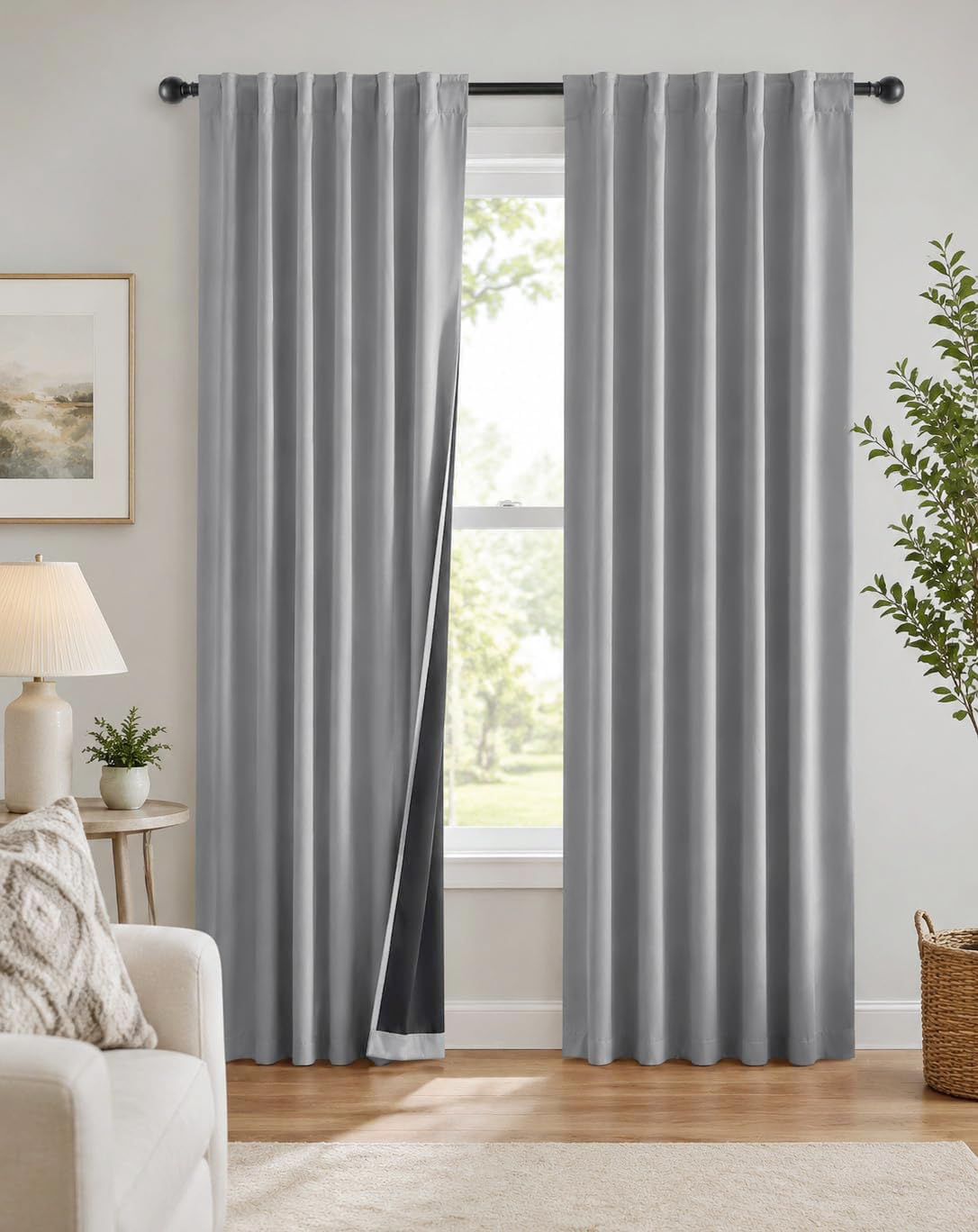 PONY DANCE Black Kitchen Blackout Curtains Over Sink, W 42 x L 45 inches