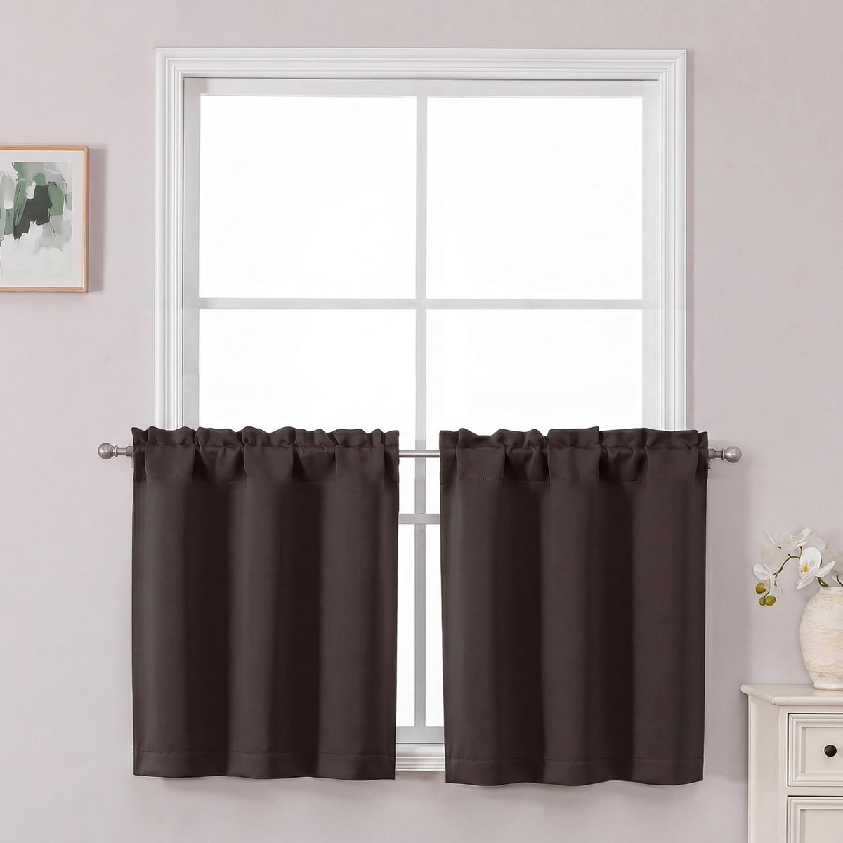 Chyhomenyc Short Black Out Curtains 36 Inch Length, 2 Panels, Black