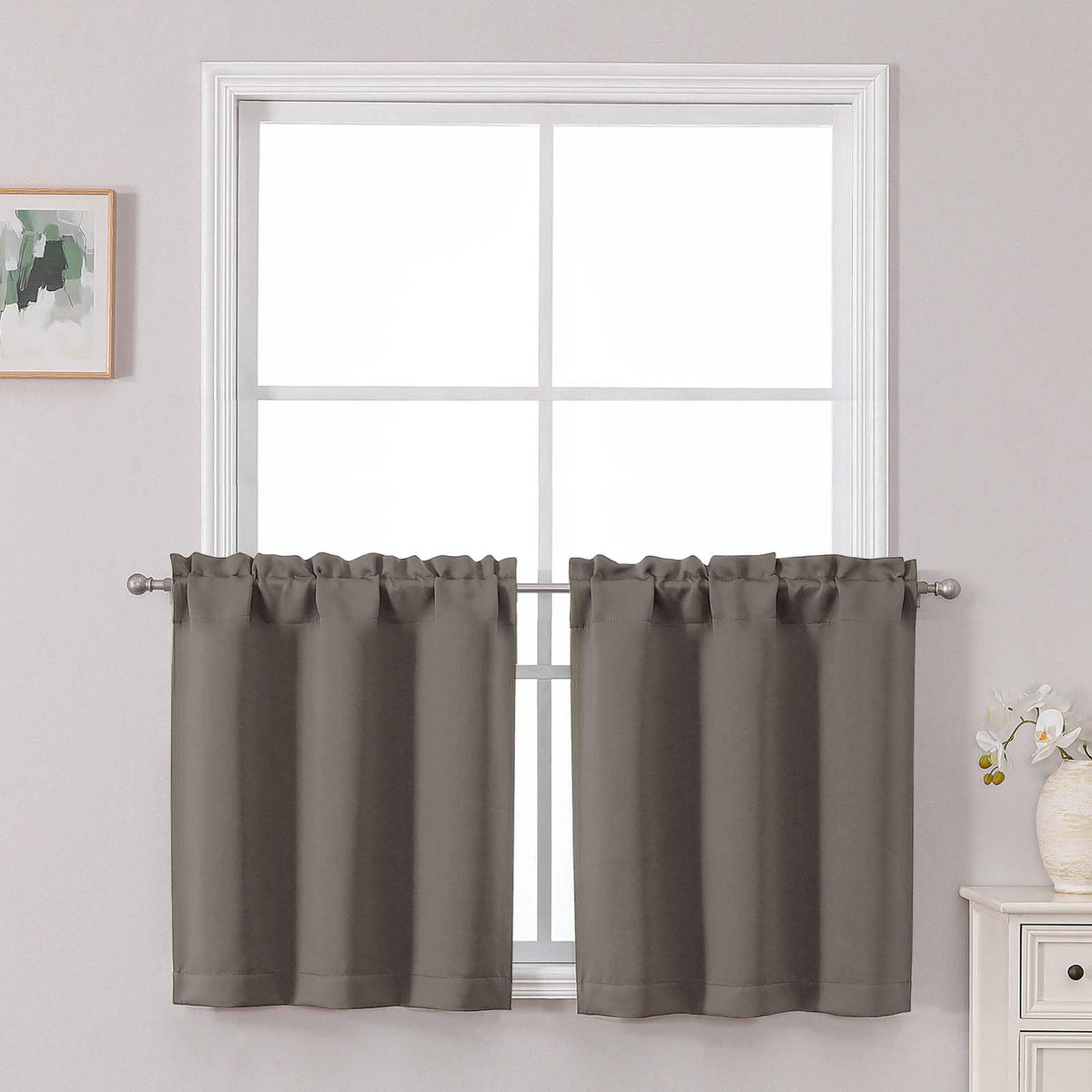 Chyhomenyc Short Black Out Curtains 36 Inch Length, 2 Panels, Black