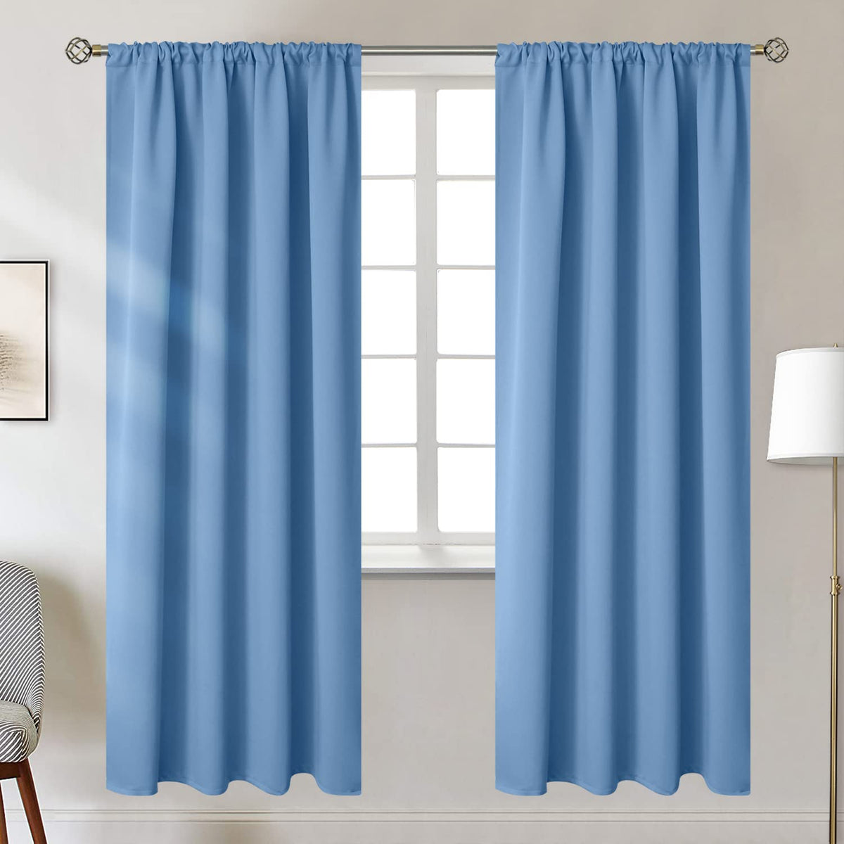 BGment Black Blackout Curtains 40 Inches Long for Kitchen Window 2 Panels