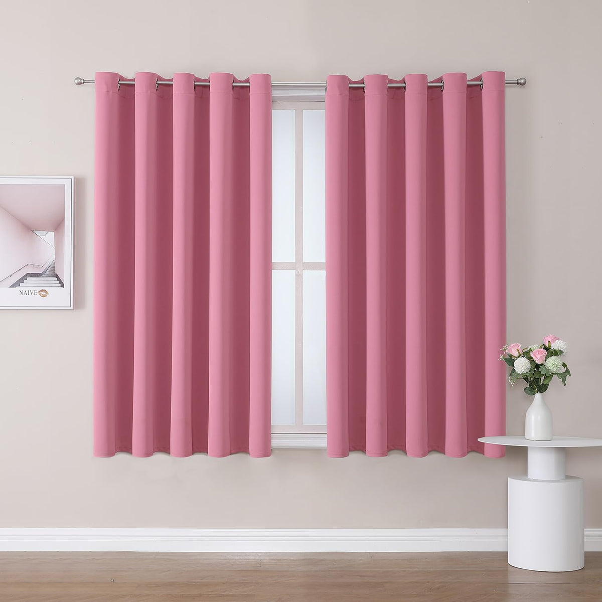 ChrisDowa Small Blackout Curtains for Kitchen & Bedroom 36 Inches Long