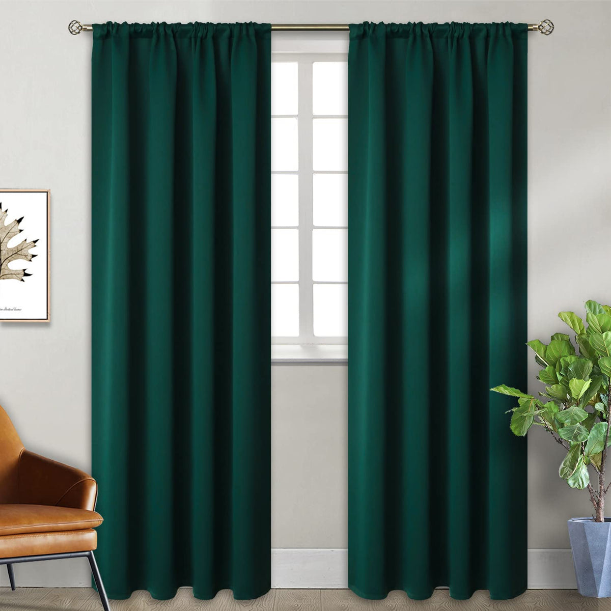 BGment Black Blackout Curtains 40 Inches Long for Kitchen Window 2 Panels
