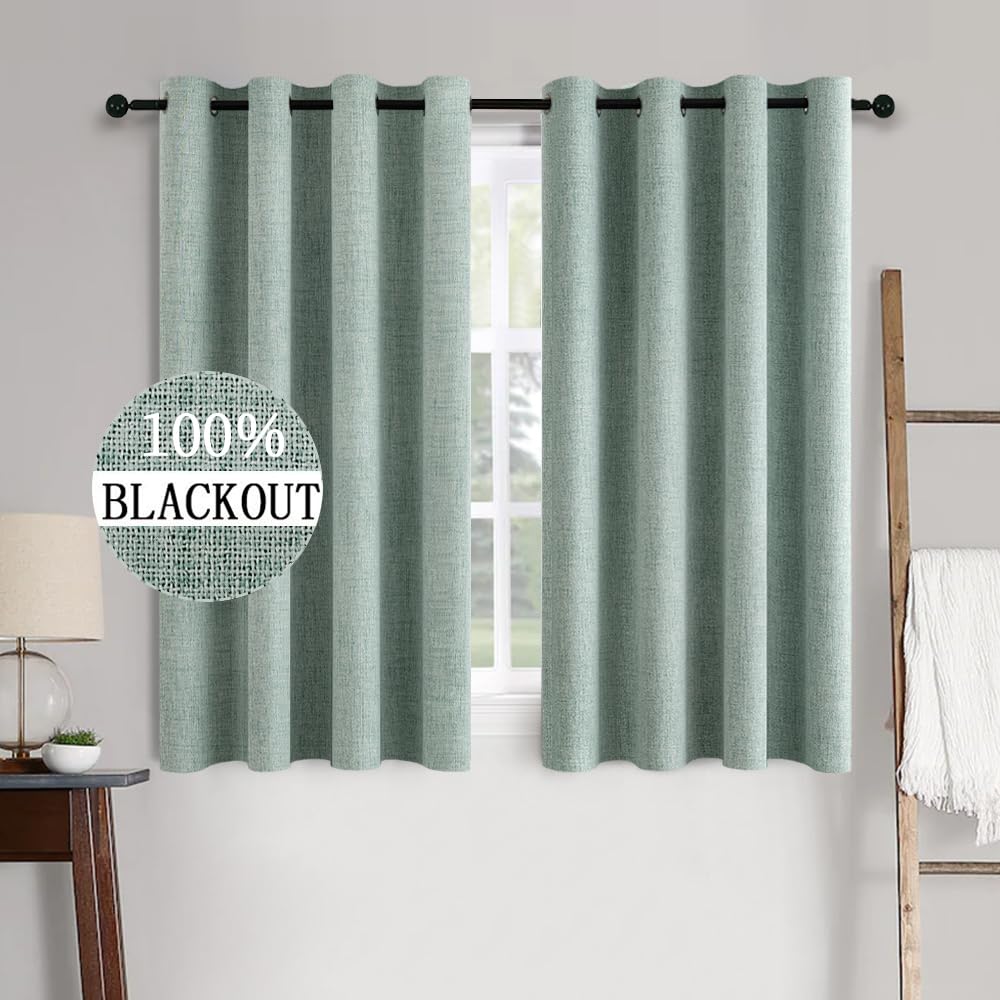 MIULEE 100% Blackout Linen Curtains for Bedroom 52x54 Inches Natural Beige