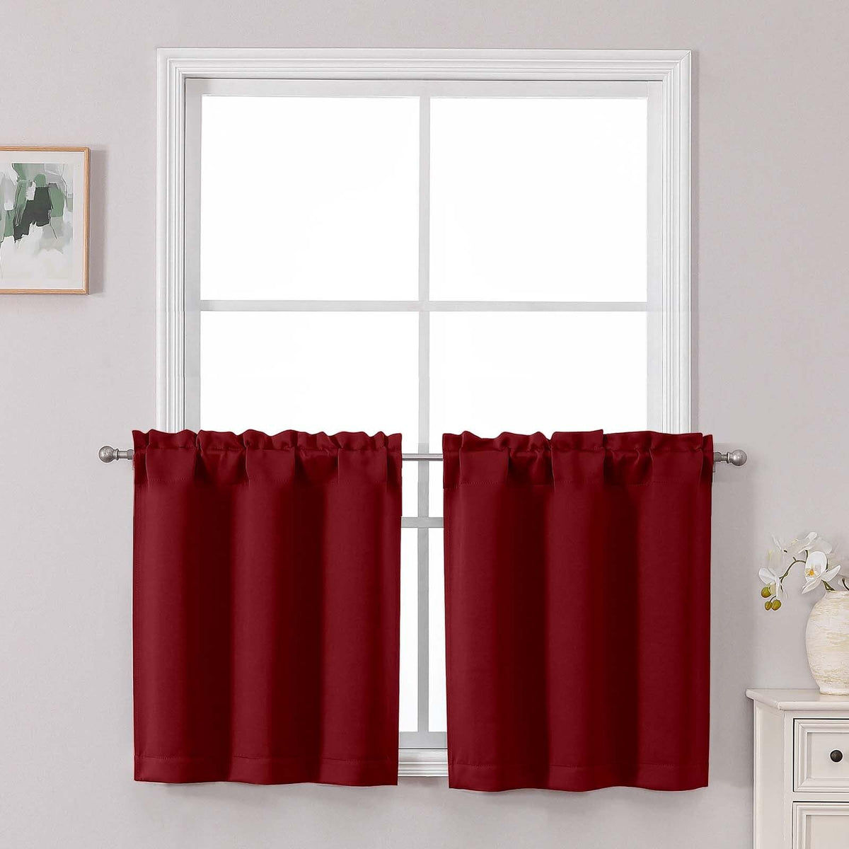 Chyhomenyc Short Black Out Curtains 36 Inch Length, 2 Panels, Black