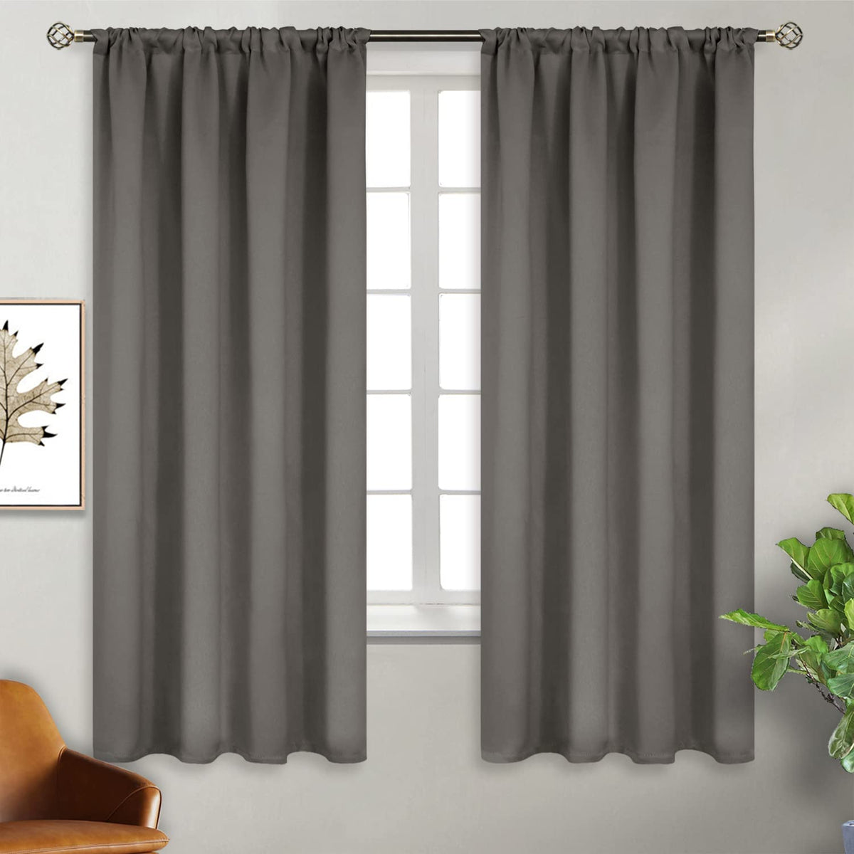 BGment Black Blackout Curtains 40 Inches Long for Kitchen Window 2 Panels