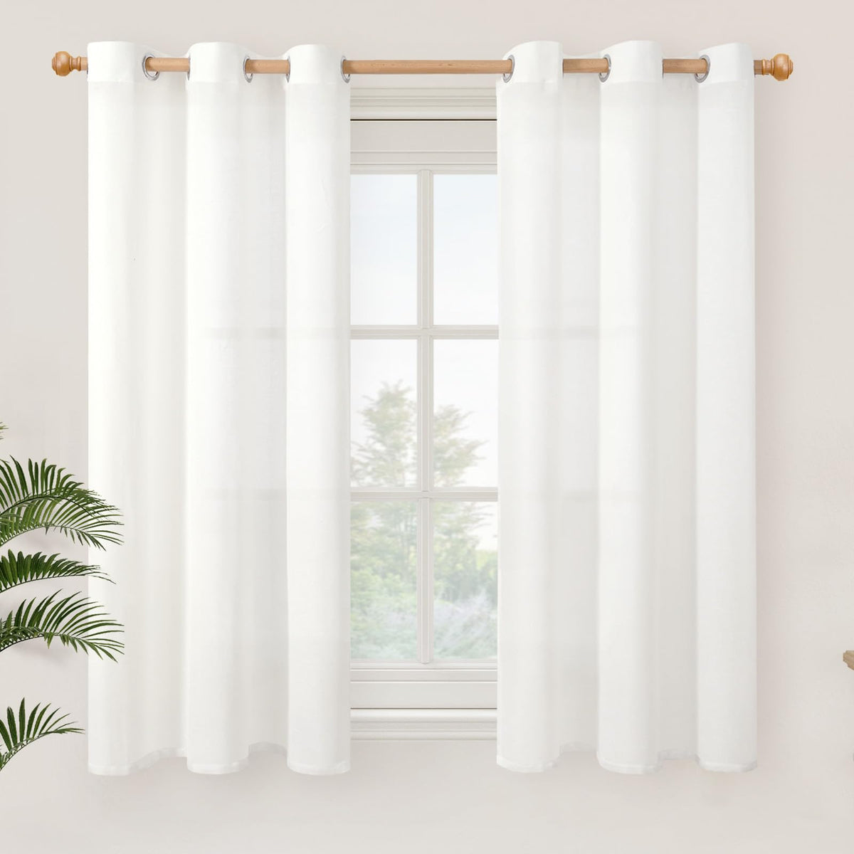 YoungsTex Linen Kitchen Window Curtains 40 Inch Length 2 Panels
