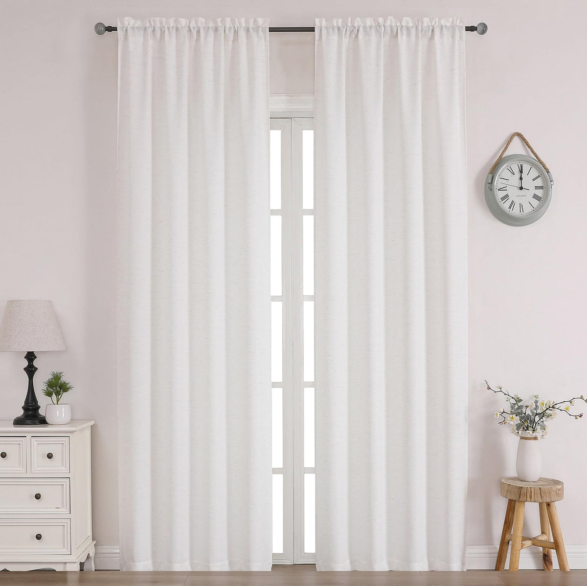 Chyhomenyc 2 Panels White Kitchen Curtains 36 Inch Length Tier Curtain