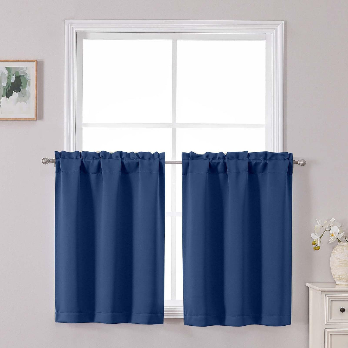 Chyhomenyc Short Black Out Curtains 36 Inch Length, 2 Panels, Black
