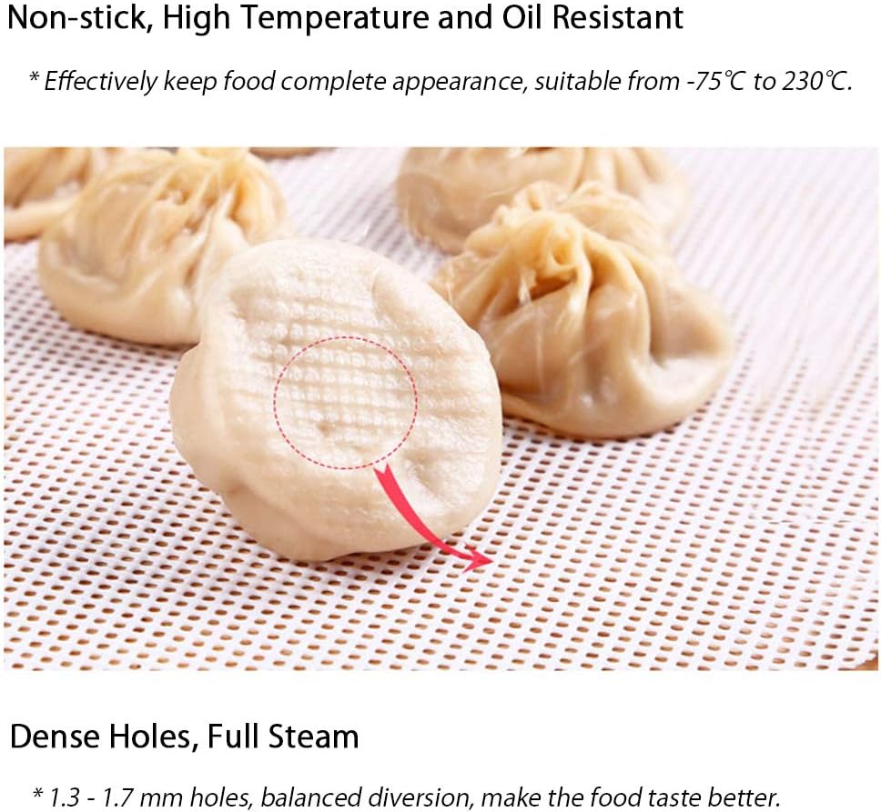 5PCS Silicone Steamer Liners Mesh Non-stick Mat Round Shape Steamed Dumplings Pastry Dim Sum