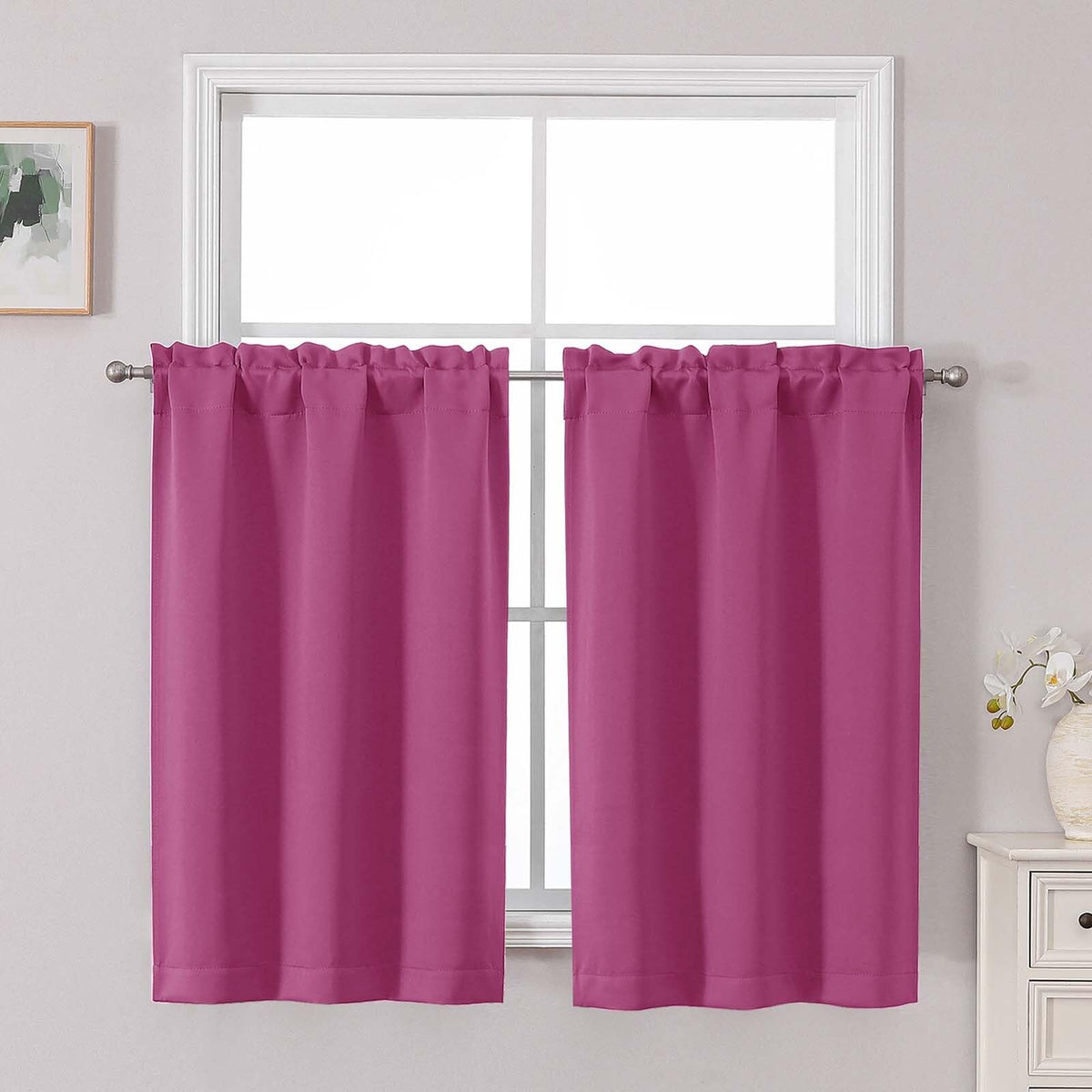 Chyhomenyc Short Black Out Curtains 36 Inch Length, 2 Panels, Black